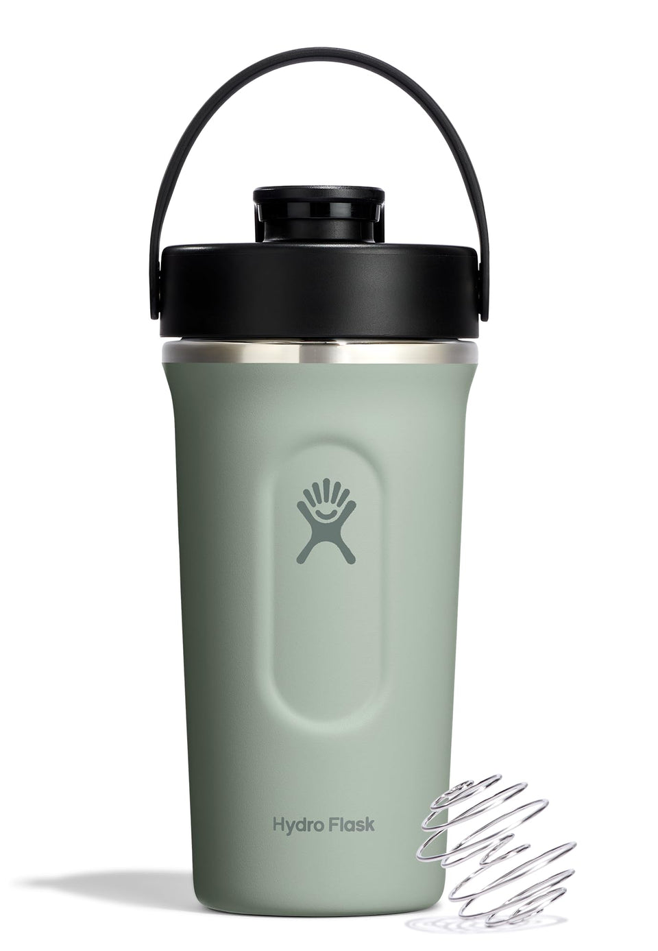Hydro Flask 24 oz agave green shaker bottle ready for cold shakes and smoothies