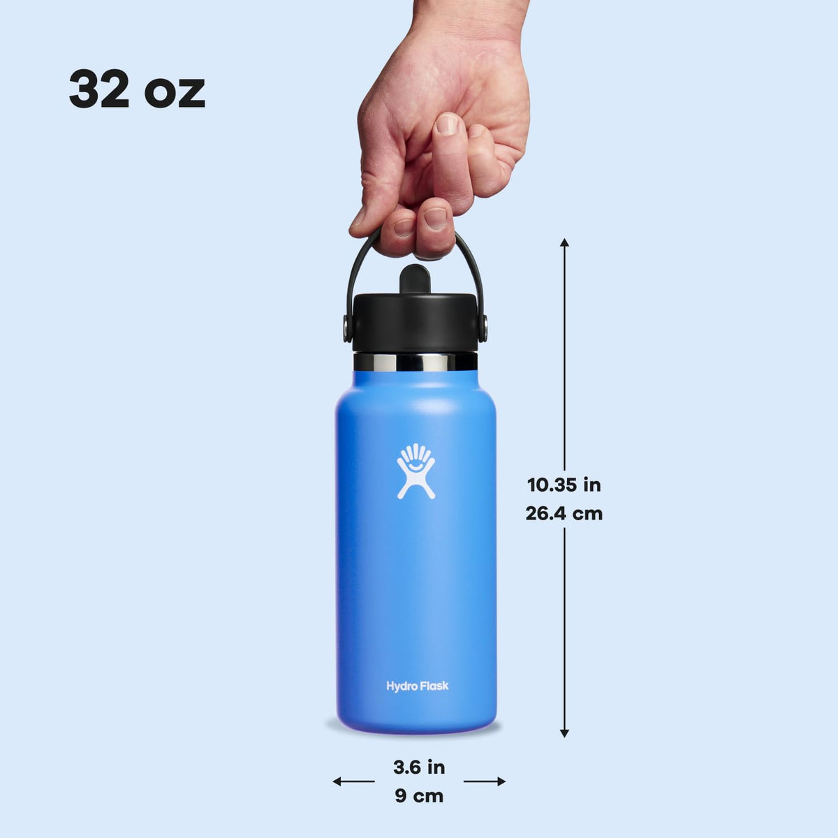 Hydro Flask stainless steel construction in Cascade Blue resists flavor transfer
