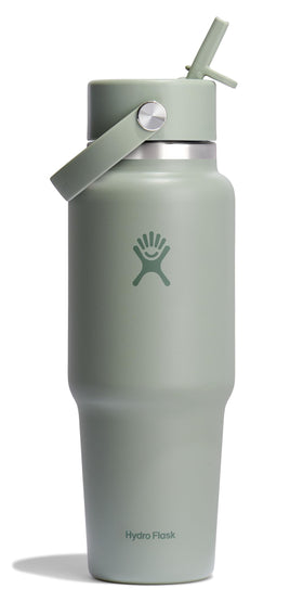 Hydro Flask travel bottle 32 oz agave green with cupholder fit keeps drinks cool on the go