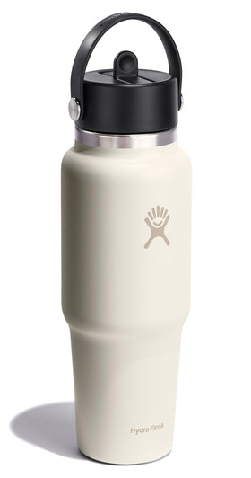Hydro Flask Travel Bottle 32 oz Ivory, cupholder-fit in action, easy access during commutes