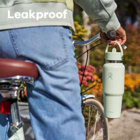 Hydro Flask Travel Bottle Ivory with Flex Straw Cap, leakproof when closed