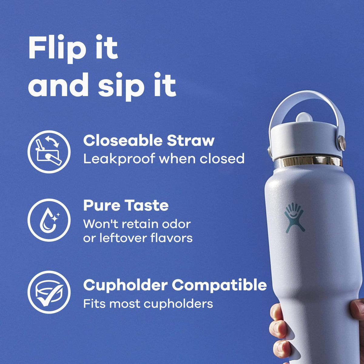 Hydro Flask Travel Bottle 32oz stainless steel delivers pure taste with no flavor transfer.
