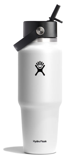 Hydro Flask Travel Bottle 32oz with wide straw lid keeps drinks cold all day.