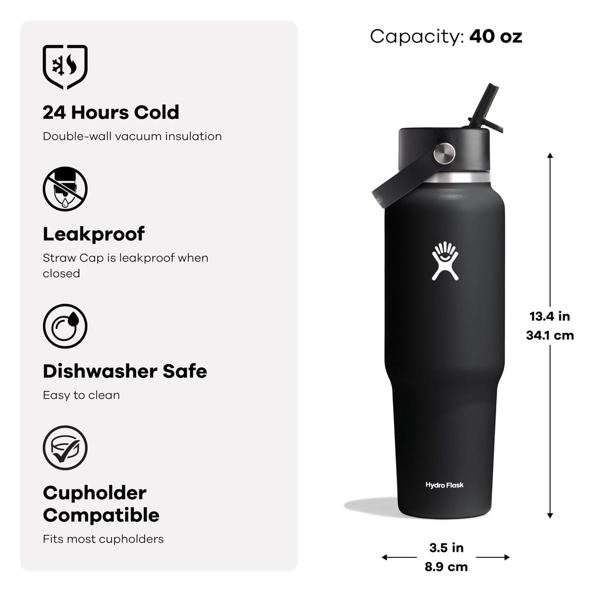 Hydro Flask Travel Bottle fits most cupholders for car, bike, and desk use.