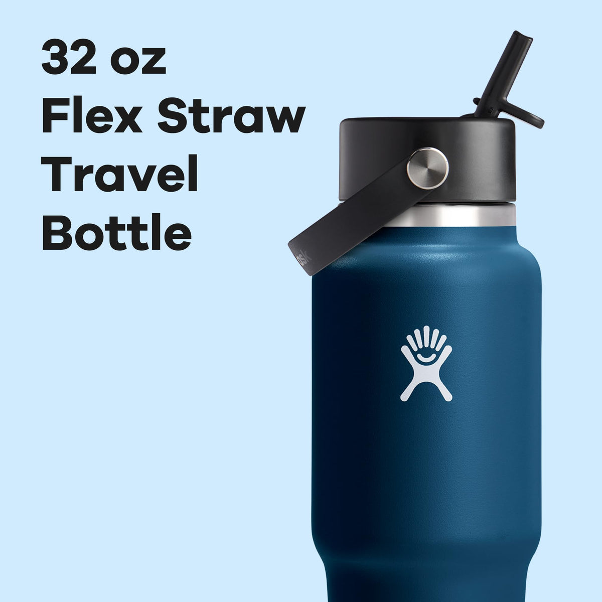 Hydro Flask Travel Bottle flex straw cap highlighted for secure sealing.