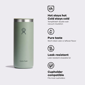 Hydro Flask travel coffee cup 20oz pure-taste stainless steel avoids flavor transfer between drinks.