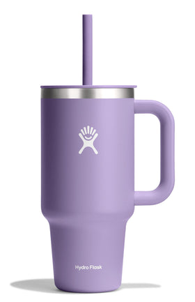 Hydro Flask Travel Tumbler Moonshadow with handle and straw for on-the-go hydration.