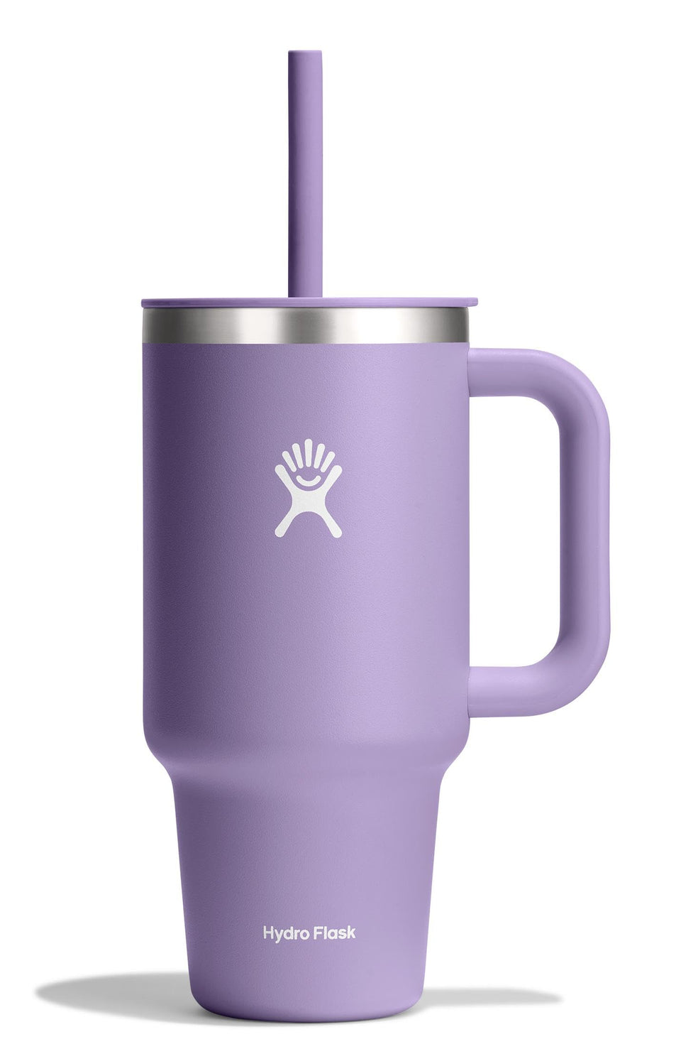 Hydro Flask Travel Tumbler Moonshadow with handle and straw for on-the-go hydration.