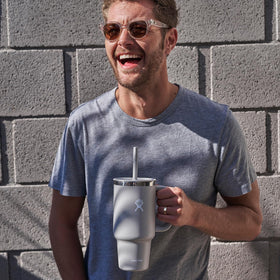 Flexible straw supports sipping from multiple angles.