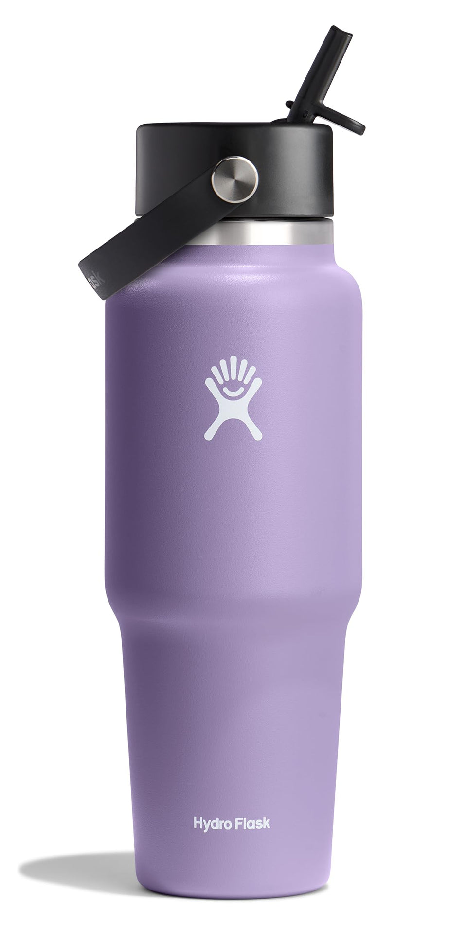 Hydro Flask travel bottle in Moonshadow color shows 32 oz capacity for all-day hydration on adventures.