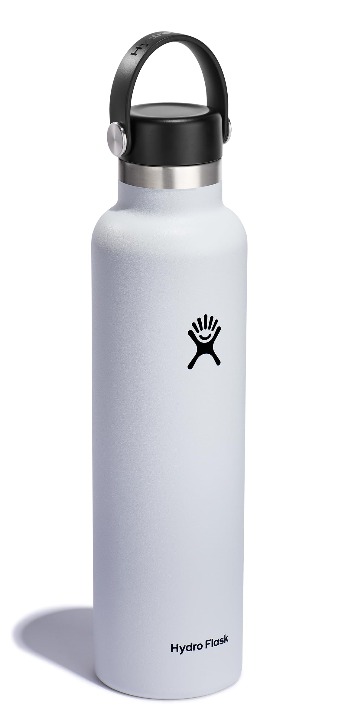 Hydro Flask 24 oz white cap-closed shows leakproof seal for on-the-go transport.