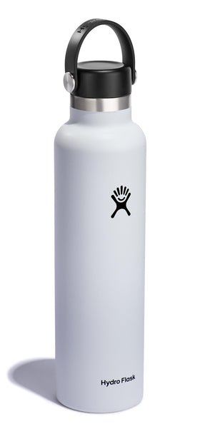Hydro Flask 24 oz white cap-closed shows leakproof seal for on-the-go transport.