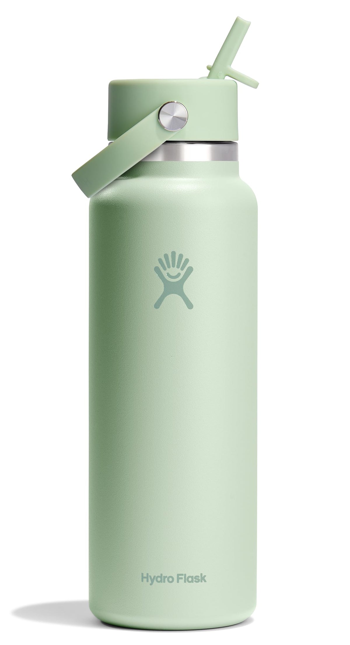 Hydro Flask 40 oz Aloe Green wide-mouth bottle with insulation for cold beverages.