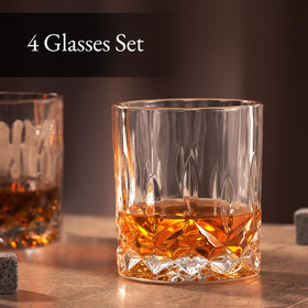 Hydro Gizmos home bar setup featuring the decanter and glasses