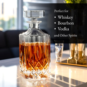 Hydro Gizmos lead free crystal decanter shining under soft lighting