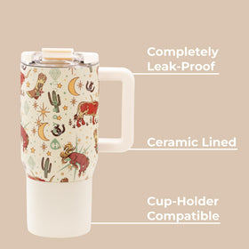 HydroJug Coffee Traveler easy-grip handle supports right or left-handed use