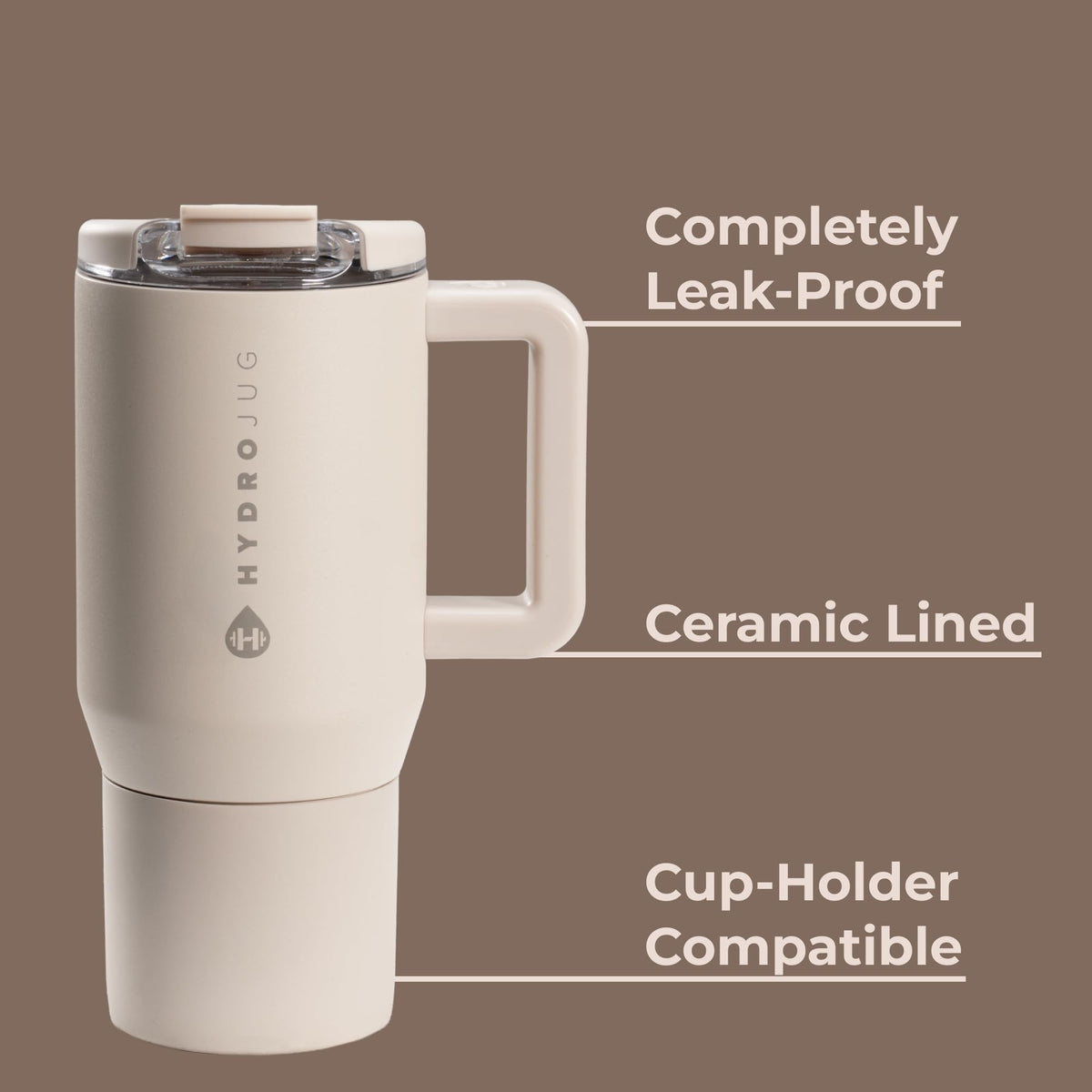 HydroJug Coffee Traveler 20 oz illustrating hot and cold insulation for all-day drinks