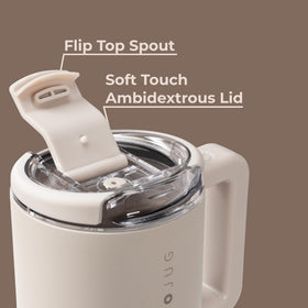 HydroJug Coffee Traveler 20 oz showing slim base fitting most cup holders for easy transport