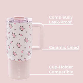 HydroJug Coffee Traveler easy grip handle supports comfortable one handed use