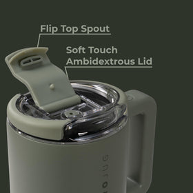 HydroJug Coffee Traveler slim base fits most cup holders for easy on-the-go use.