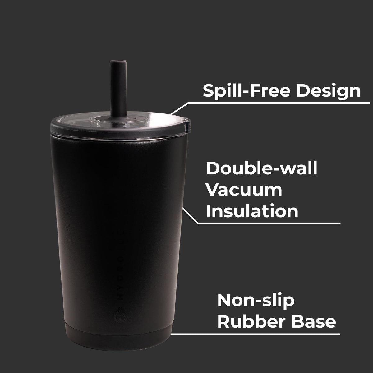 HydroJug Everyday 14oz soft-touch lid enables easy sipping on the go.