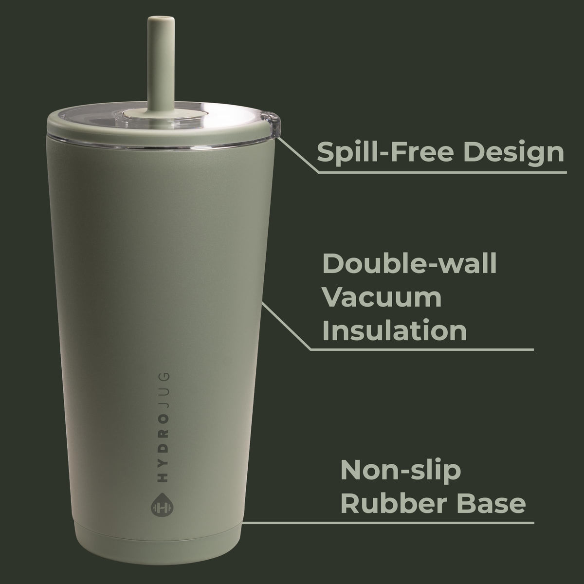 HydroJug Everyday Tumbler 20 oz flexible straw for comfortable, mess-free hydration.