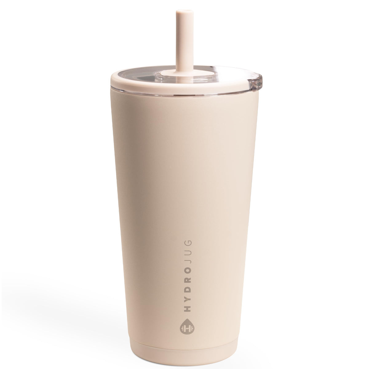 HydroJug Everyday Tumbler Dune, front view with straw, ceramic-lined interior for pure taste.