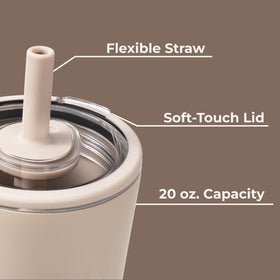 HydroJug Everyday Tumbler Dune, straw-on-desk, ergonomic size for on-the-go use.