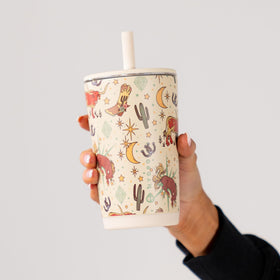 HydroJug 14 oz cup-holder-friendly base shown for stable travel.