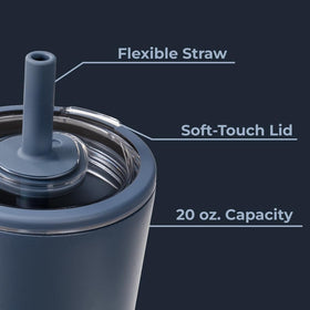 HydroJug with flexible straw for convenient sipping at desk or car.