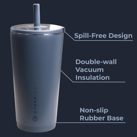 HydroJug with soft-touch lid for easy sipping during commutes.