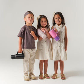 HydroJug Kids pink sand color adds fun style for school mornings.