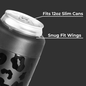 HydroJug Slim Can Cooler with non-slip rubber base on a table prevents tipping and splashes