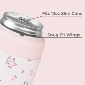 HydroJug Slim Can Cooler rubber base detail emphasizes stability on surfaces.