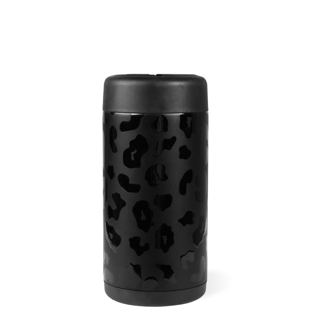 HydroJug Slim Can Cooler lid close-up highlights secure screw-top lid for travel spill prevention