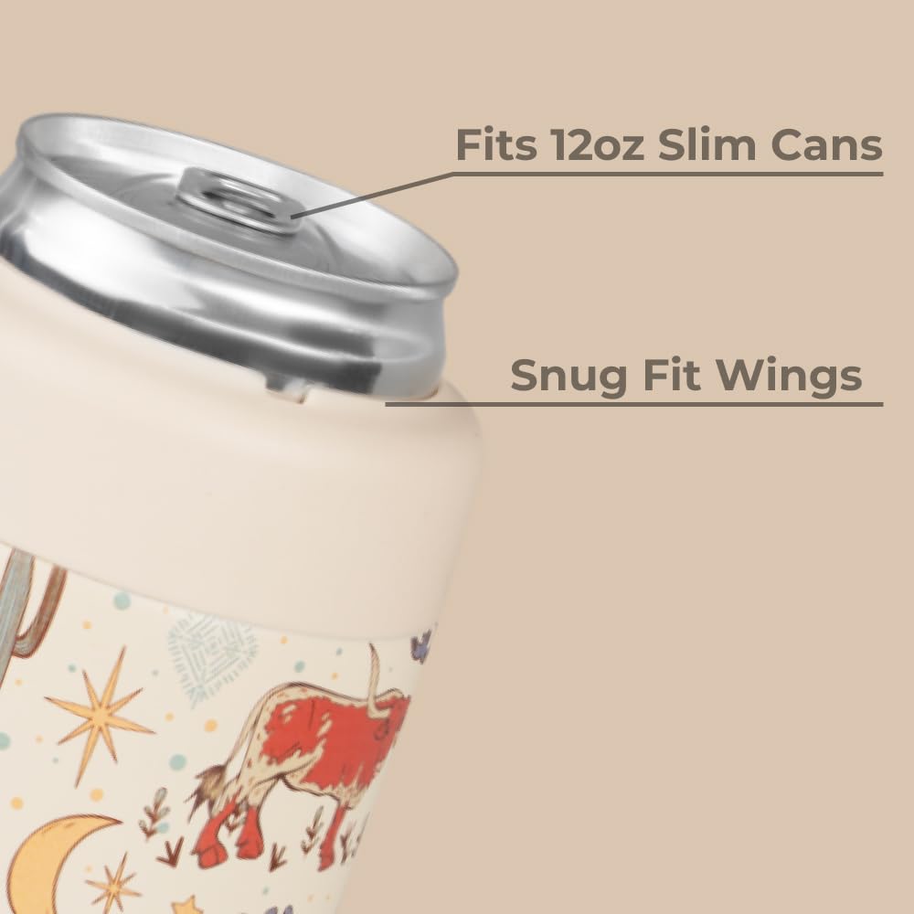 HydroJug Slim Can Cooler with rubber non-slip base stays steady on surfaces.