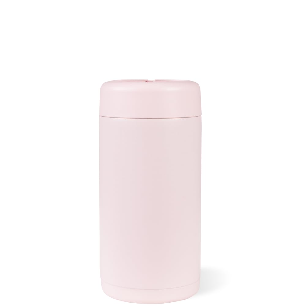 HydroJug Slim Can Cooler pink sand lid close-up showing secure screw-top lid.