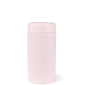 HydroJug Slim Can Cooler pink sand lid close-up showing secure screw-top lid.
