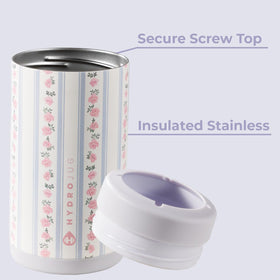 HydroJug Slim Can Cooler features a secure screw-top lid to prevent leaks while traveling.