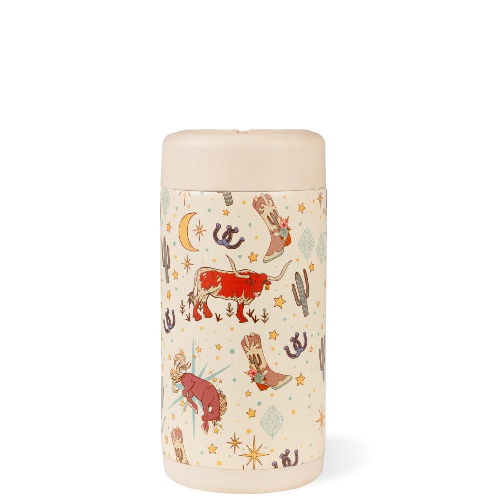 HydroJug Slim Can Cooler with secure screw-top lid prevents spills during travel.