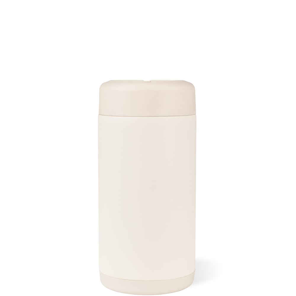 HydroJug Slim Can Cooler twist lid shown, secure fit for travel