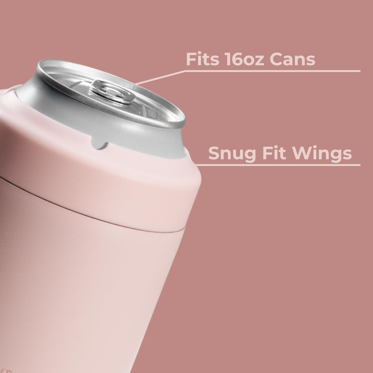 HydroJug Standard Can Cooler Dusty Rose, non-slip rubber base keeps surfaces clean and steady.