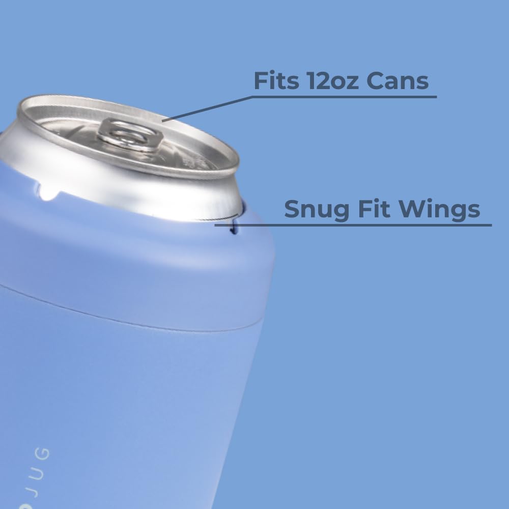HydroJug Standard Can Cooler on desk, non-slip base protects surfaces.