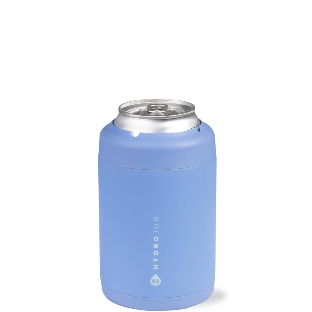 HydroJug Standard Can Cooler close-up with screw-top lid for spill prevention.