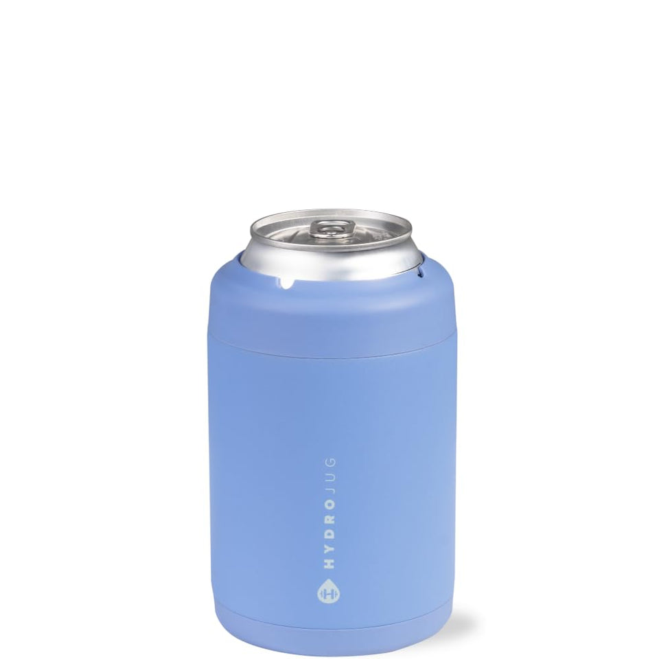 HydroJug Standard Can Cooler close-up with screw-top lid for spill prevention.