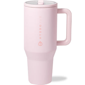 HydroJug Traveler 40 oz with handle and flip straw, easy to grip on hikes.