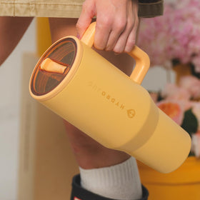 Non-slip rubber base on HydroJug Traveler for stable placement anywhere.