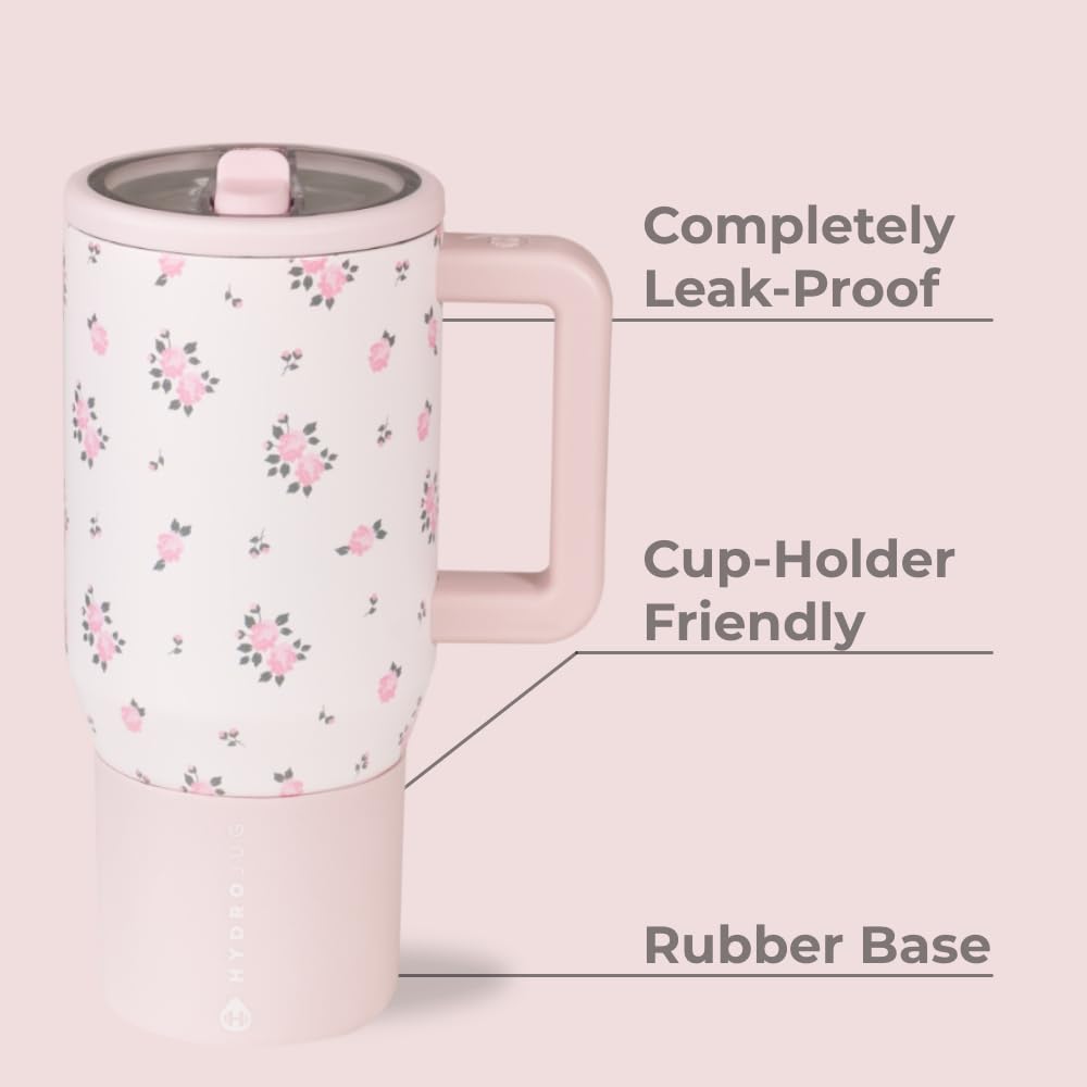 HydroJug Traveler flip straw lid shown in action, preventing spills in bags.