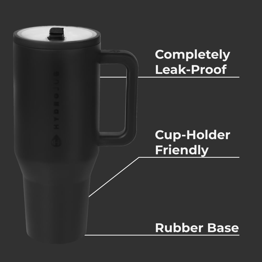 HydroJug Traveler circular flip straw enables sipping without tilting.