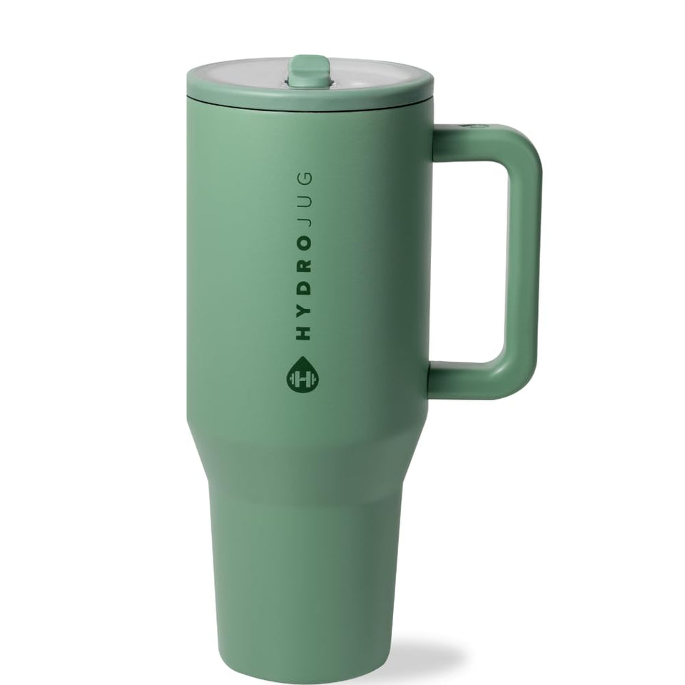 HydroJug Traveler with handle and flip straw for easy on-the-go sipping.